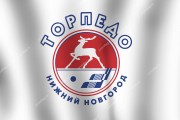 Флаг хоккейного клуба "Торпедо" (г. Нижний Новгород) на белом фоне