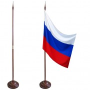 Протокольный флаг РФ, размер 150х100 см, подставка - бук